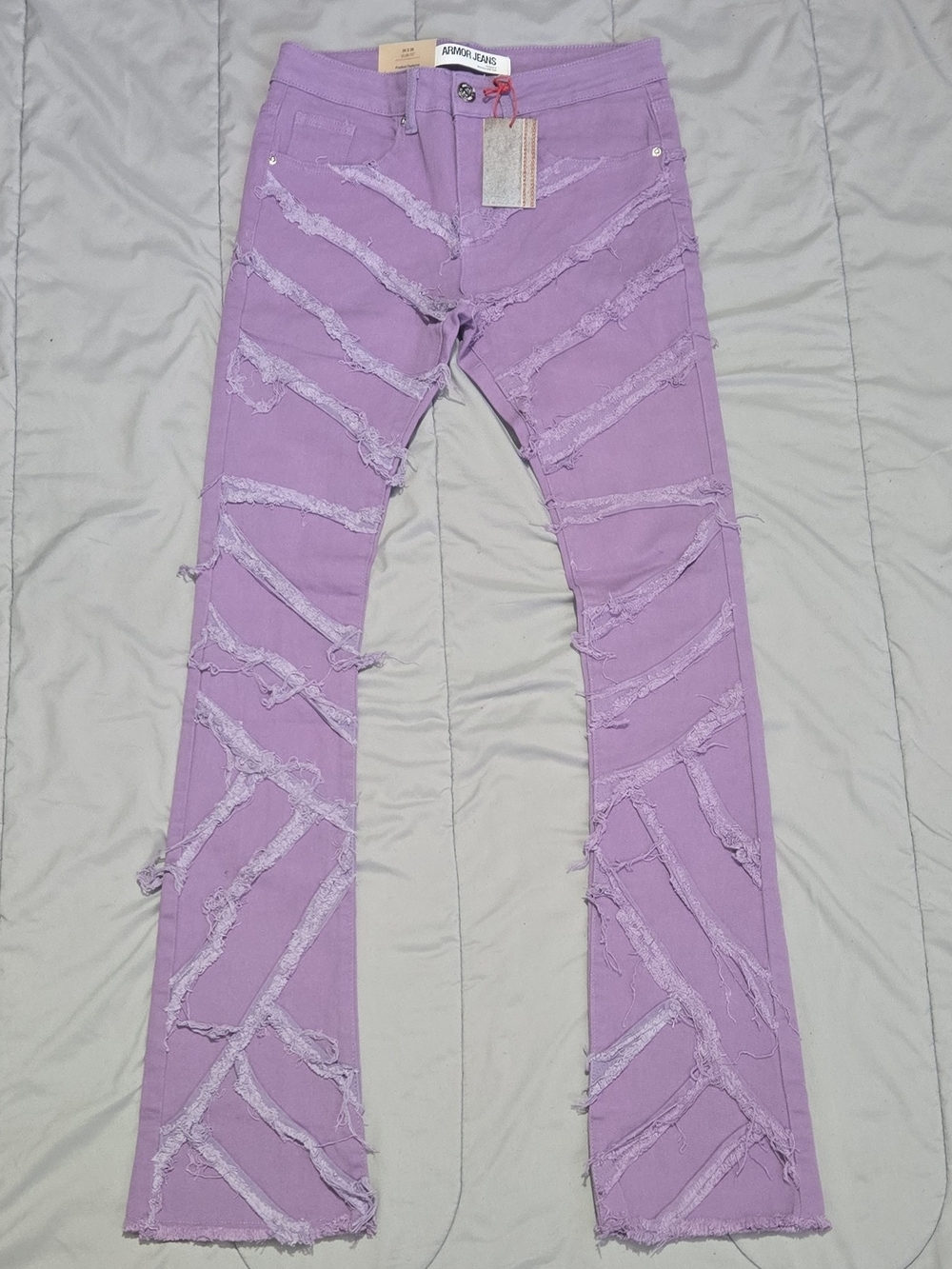 Armor Jeans Mens Stacked Slim Fit Stretchy Distressed 30x36